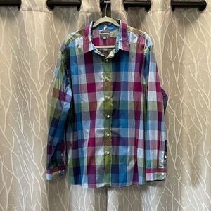 Saddlebred 1888 Multicolor no iron Plaid Men's Shirt XXL